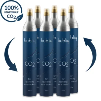 Ombytning af 6 bubliq kulsyrepatron til en fast lav pris. 100% fornybar CO2.