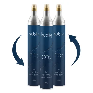 CO2 refill is quick and easy at bubliq. We accept any CO2 exchange cylinder for your soda maker.