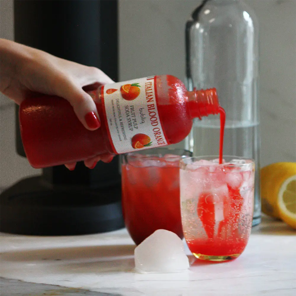 Blodappelsin sirup af italiensk kvalitet – perfekt til opblanding i vand og danskvand